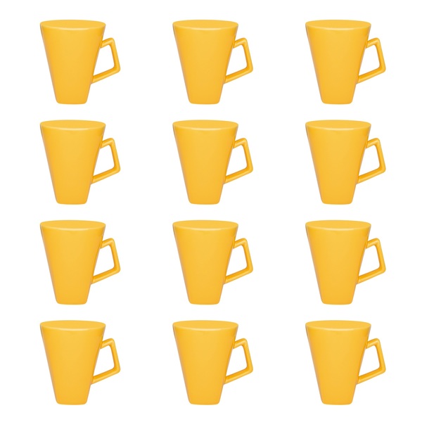 Manhattan Comfort Quartier 12 Square Beveled Mugs (11.84 oz.) in Yellow 2-AM96-0654